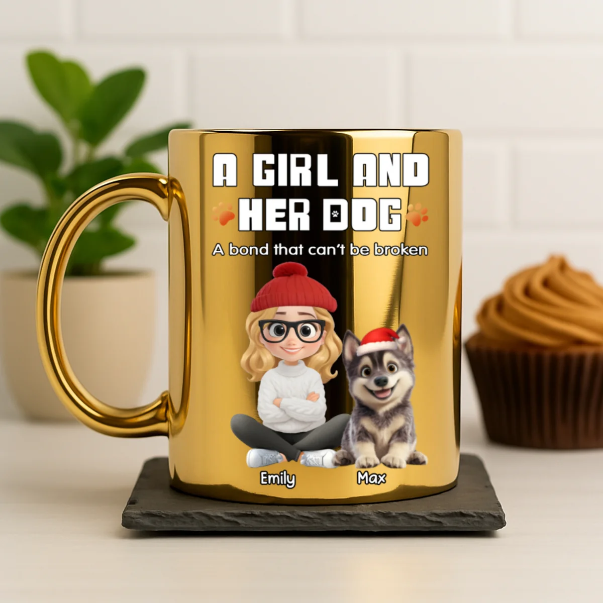A Girl And Her Dog - Personalized Custom Metallic Mug - Image 6