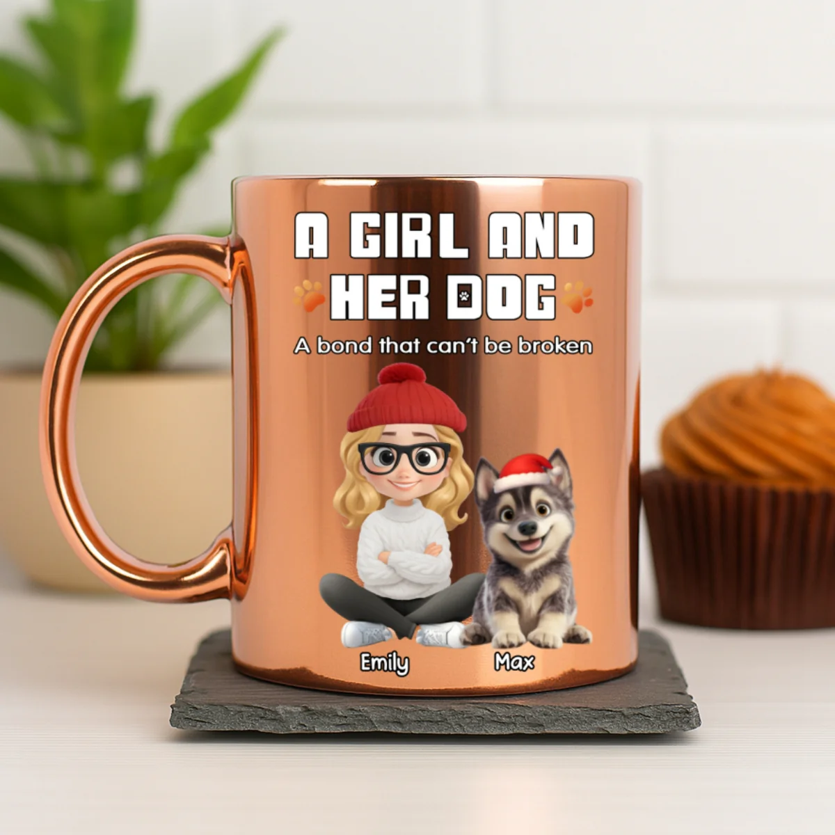 A Girl And Her Dog - Personalized Custom Metallic Mug - Image 7