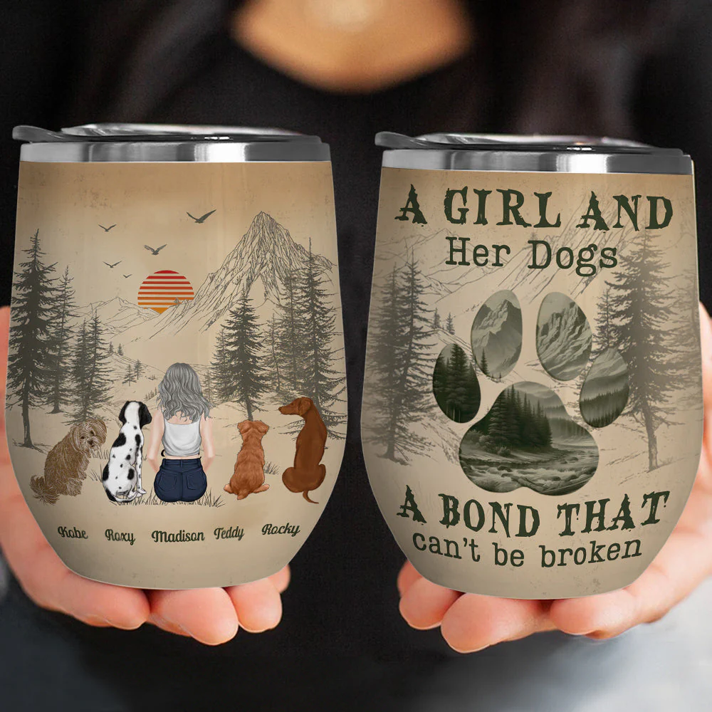 A Girl And Her Dog - Personalized Custom Wine Tumbler - Image 4