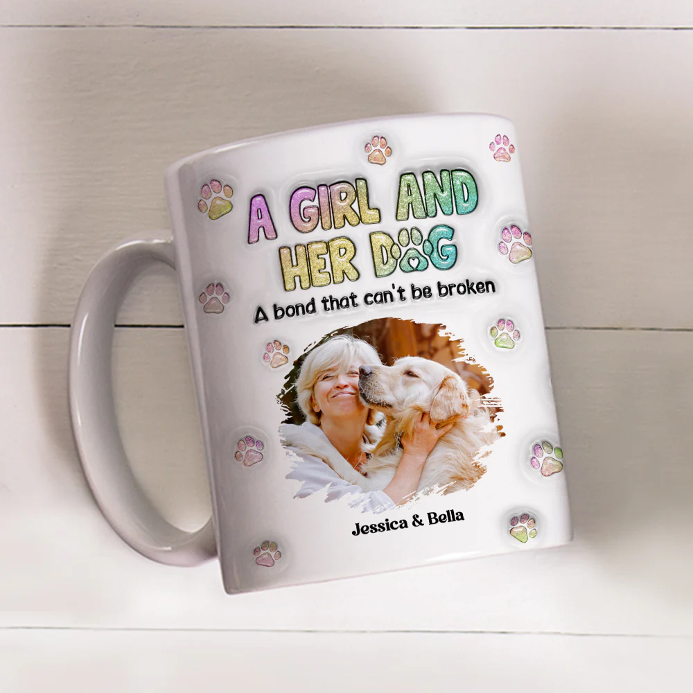 A Girl And Her Dog Photo - Personalized Custom 3D Inflated Effect Mug - Image 4