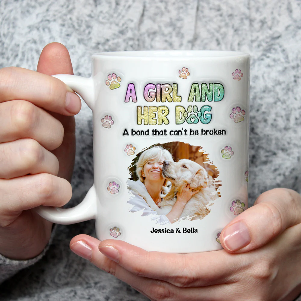 A Girl And Her Dog Photo - Personalized Custom 3D Inflated Effect Mug - Image 5