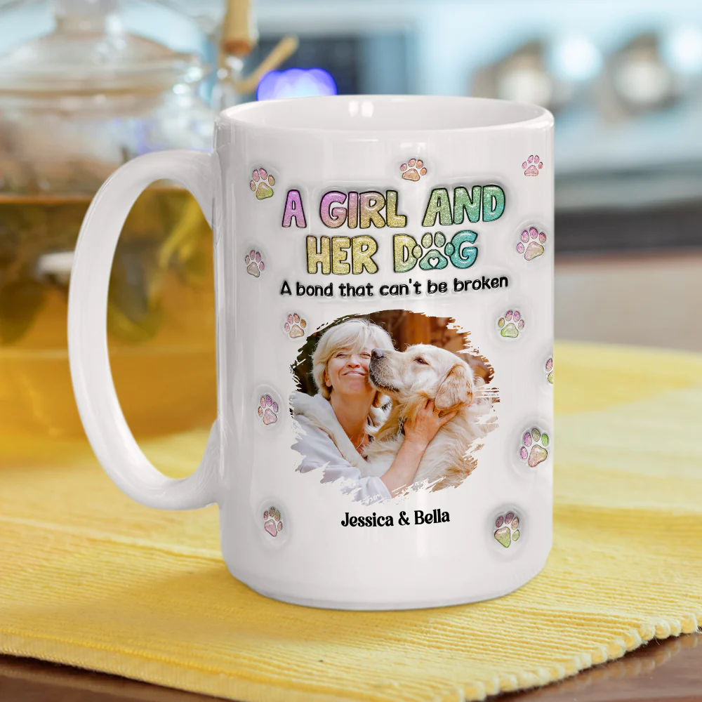 A Girl And Her Dog Photo - Personalized Custom 3D Inflated Effect Mug - Image 9