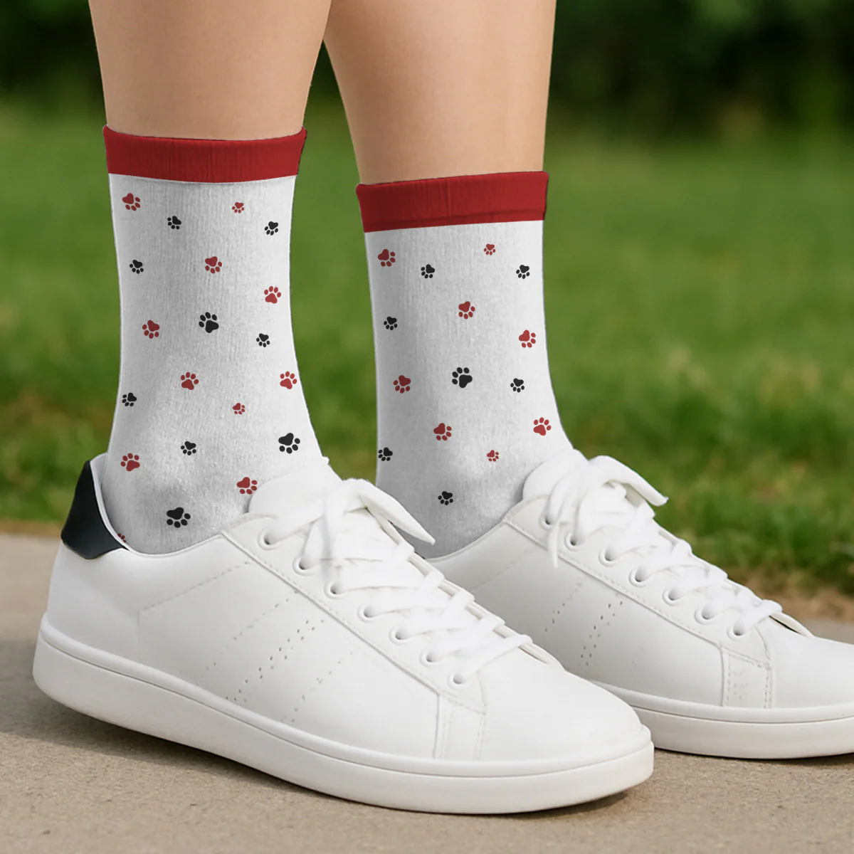 A Girl And Her Dog Photo - Personalized Custom Crew Socks - Image 2