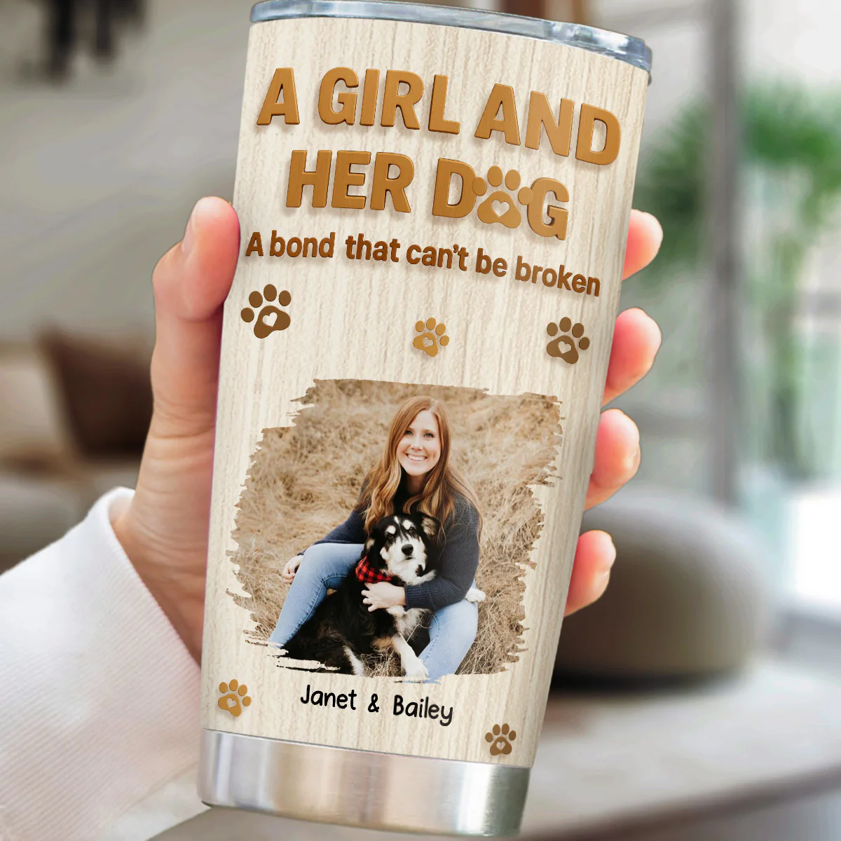 A Girl And Her Dog Snowball Photo - Personalized Custom Tumbler - Image 2