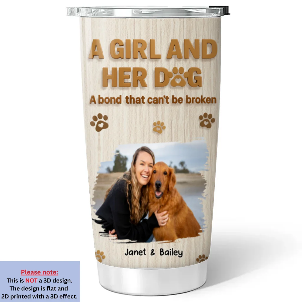 A Girl And Her Dog Snowball Photo - Personalized Custom Tumbler - Image 3