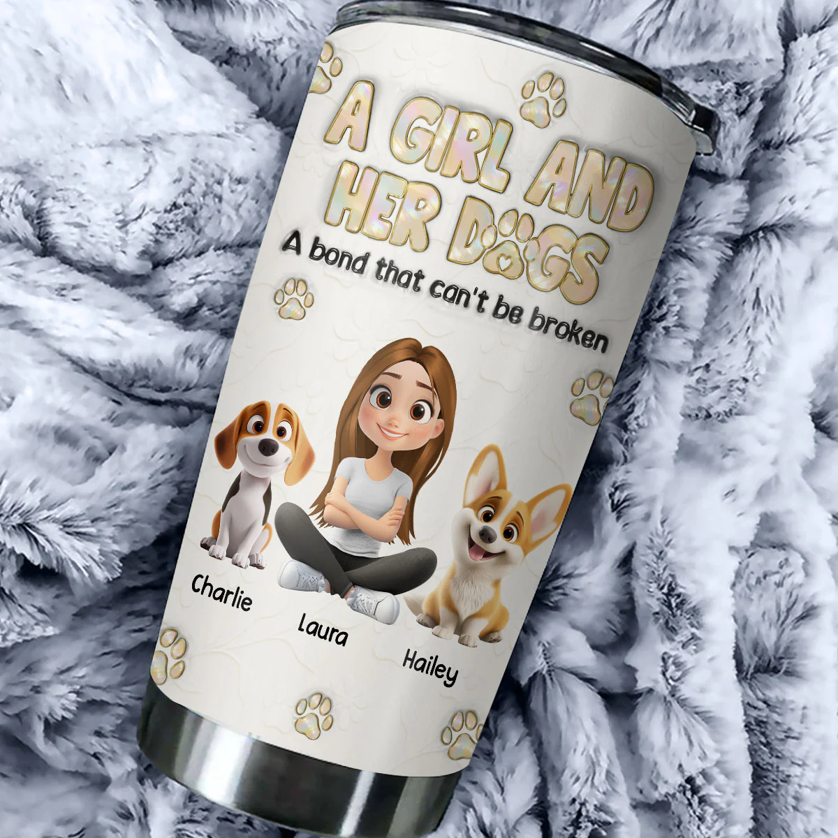 A Girl And Her Dog Ver Pearl - Personalized Custom 3D Inflated Effect Tumbler - Image 2