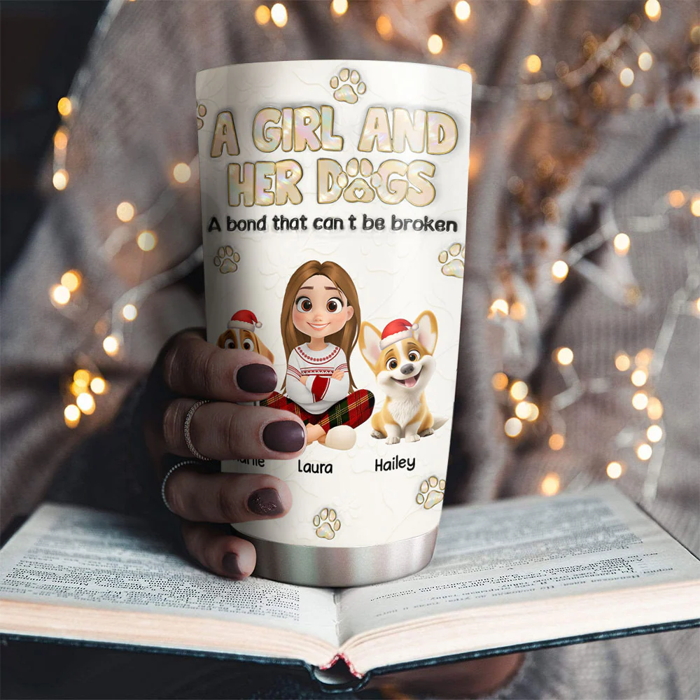 A Girl And Her Dog Ver Pearl - Personalized Custom 3D Inflated Effect Tumbler - Image 4