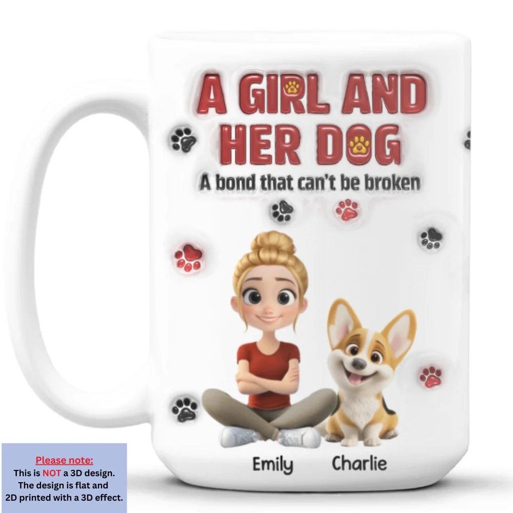 A Girl And Her Dog Version 2 - Personalized Custom 3D Inflated Effect Mug - Image 11