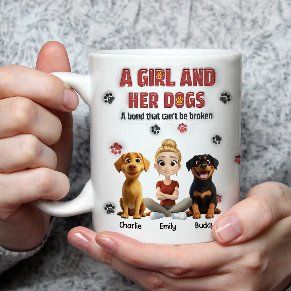 A Girl And Her Dog Version 2 - Personalized Custom 3D Inflated Effect Mug - Image 3