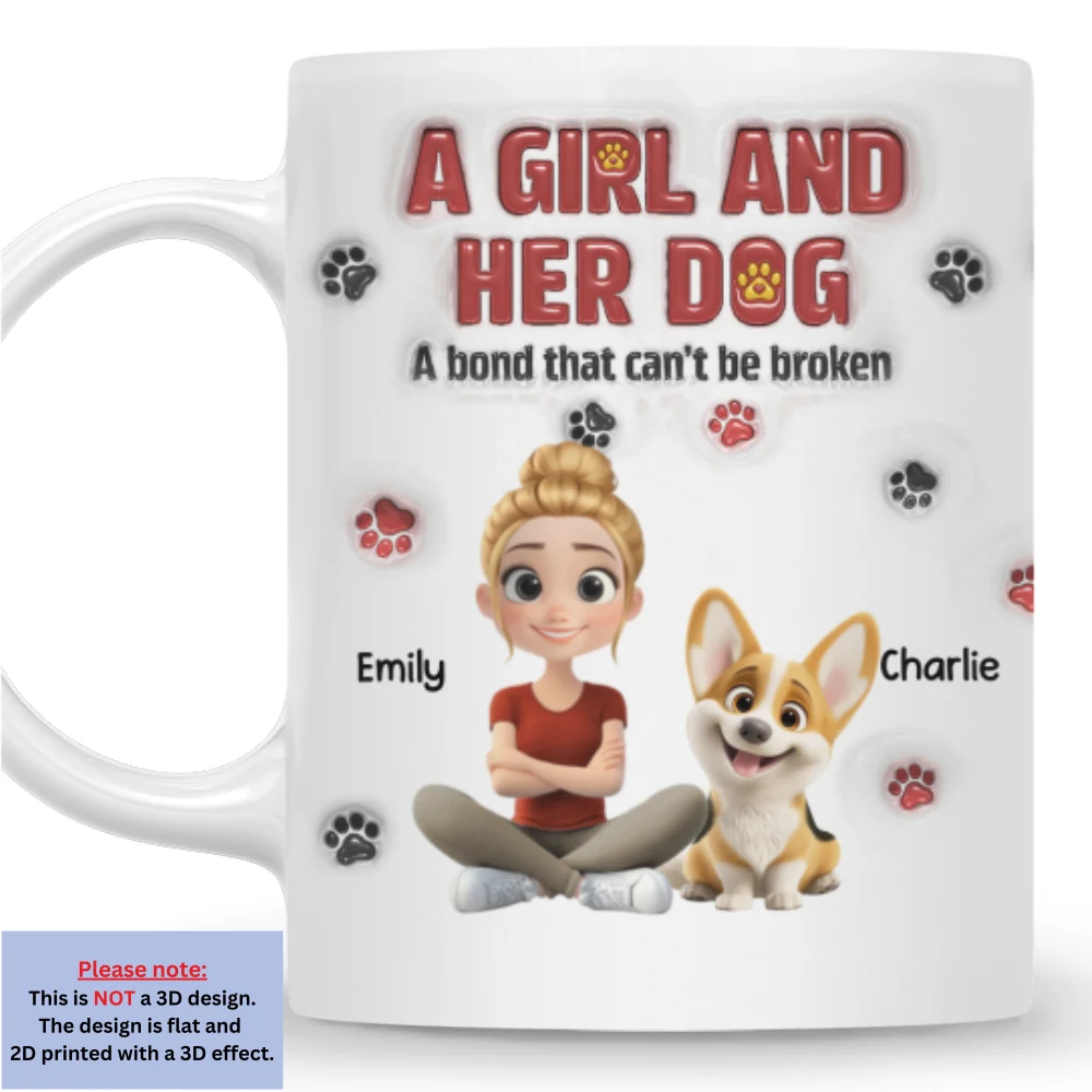 A Girl And Her Dog Version 2 - Personalized Custom 3D Inflated Effect Mug - Image 6