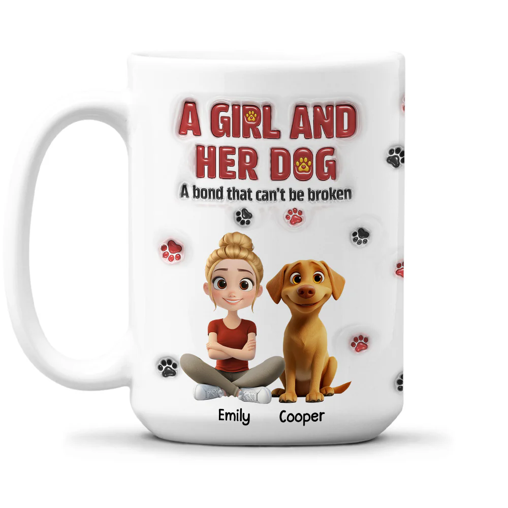A Girl And Her Dog Version 2 - Personalized Custom 3D Inflated Effect Mug - Image 7