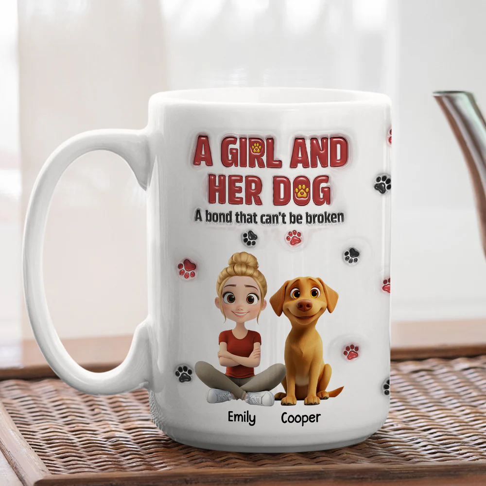 A Girl And Her Dog Version 2 - Personalized Custom 3D Inflated Effect Mug - Image 8