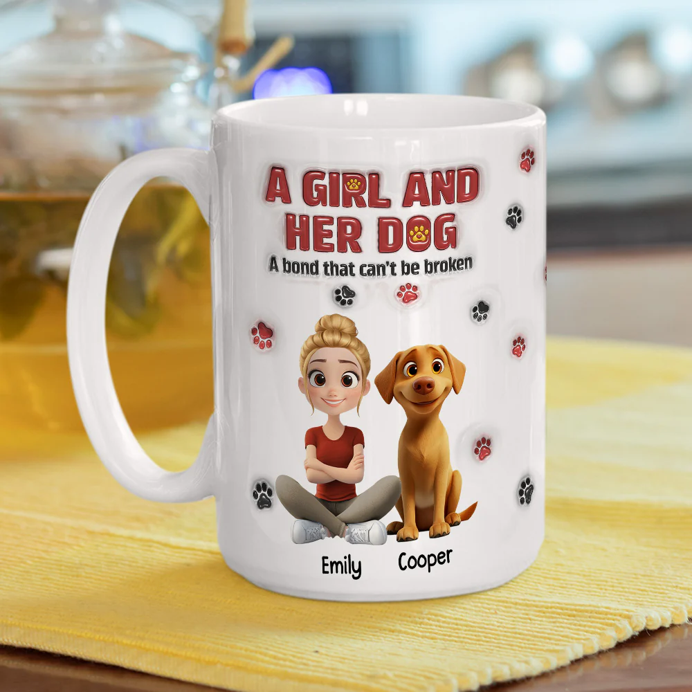 A Girl And Her Dog Version 2 - Personalized Custom 3D Inflated Effect Mug - Image 9
