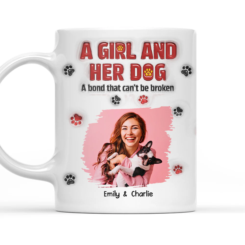 A Girl And Her Dog Version 2 Photo - Personalized Custom 3D Inflated Effect Mug