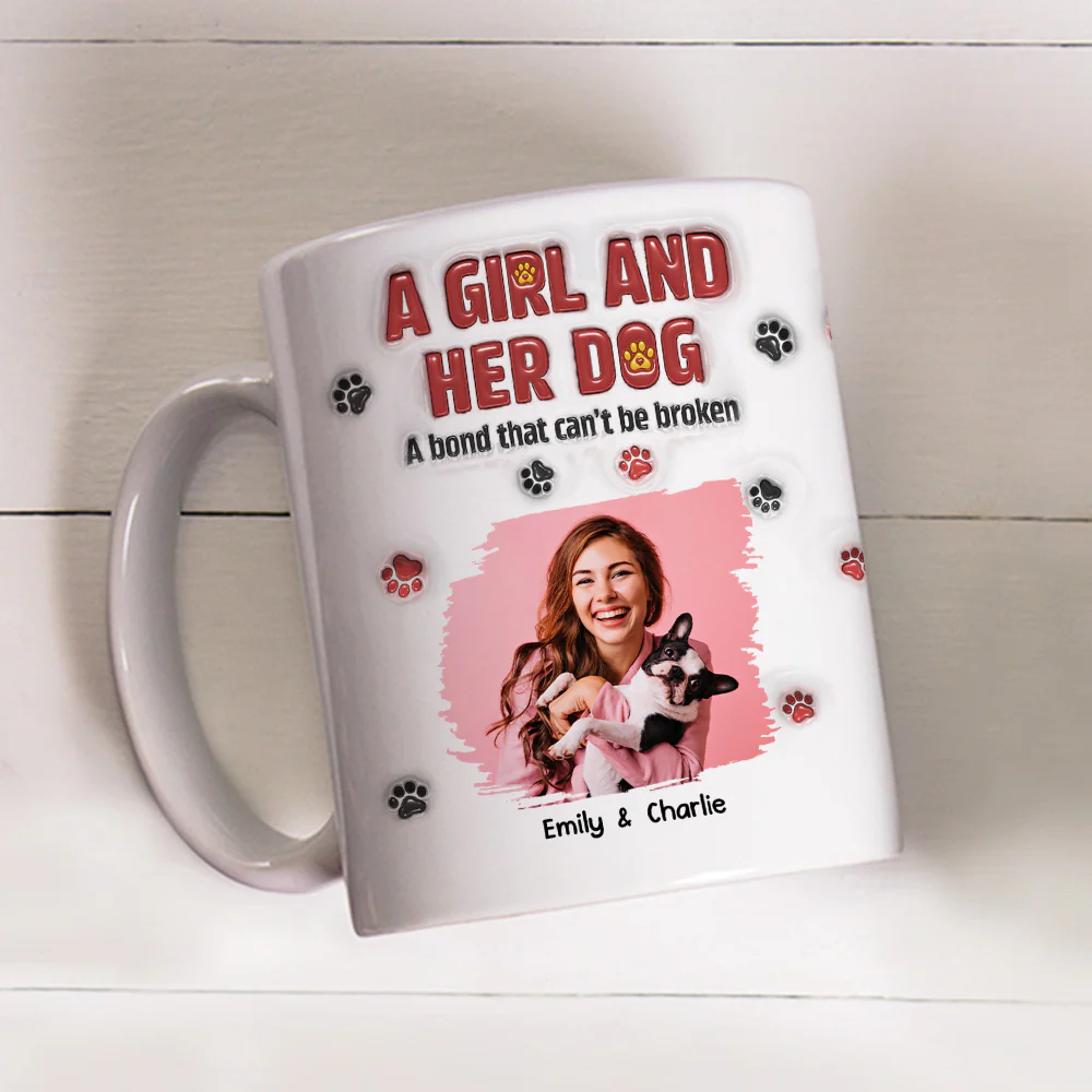 A Girl And Her Dog Version 2 Photo - Personalized Custom 3D Inflated Effect Mug - Image 2