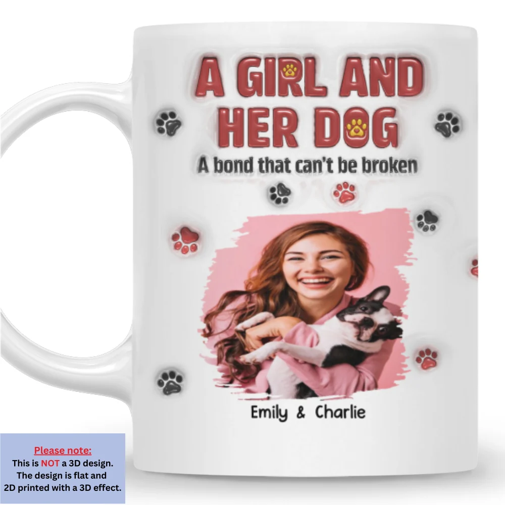 A Girl And Her Dog Version 2 Photo - Personalized Custom 3D Inflated Effect Mug - Image 3