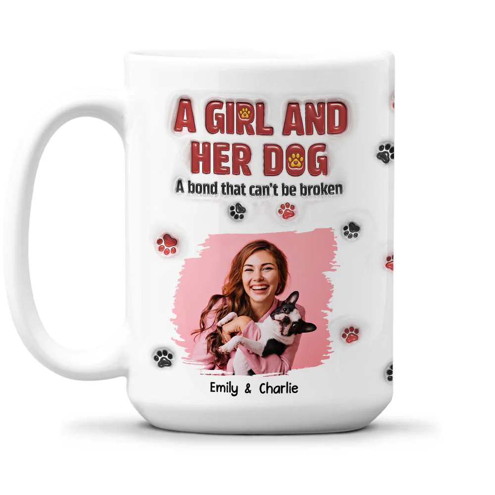 A Girl And Her Dog Version 2 Photo - Personalized Custom 3D Inflated Effect Mug - Image 4