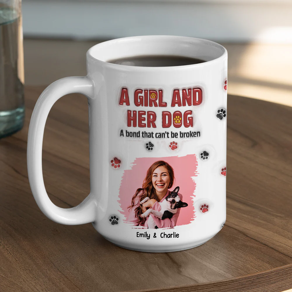 A Girl And Her Dog Version 2 Photo - Personalized Custom 3D Inflated Effect Mug - Image 5