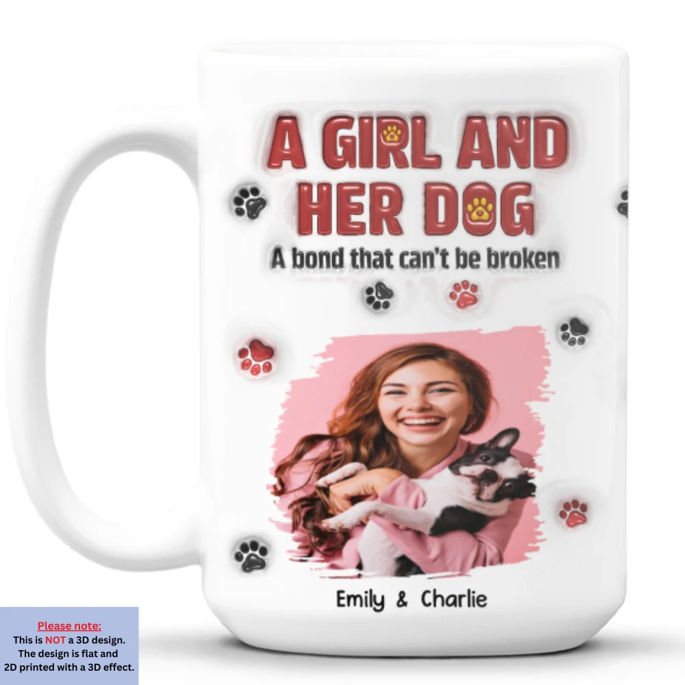 A Girl And Her Dog Version 2 Photo - Personalized Custom 3D Inflated Effect Mug - Image 7