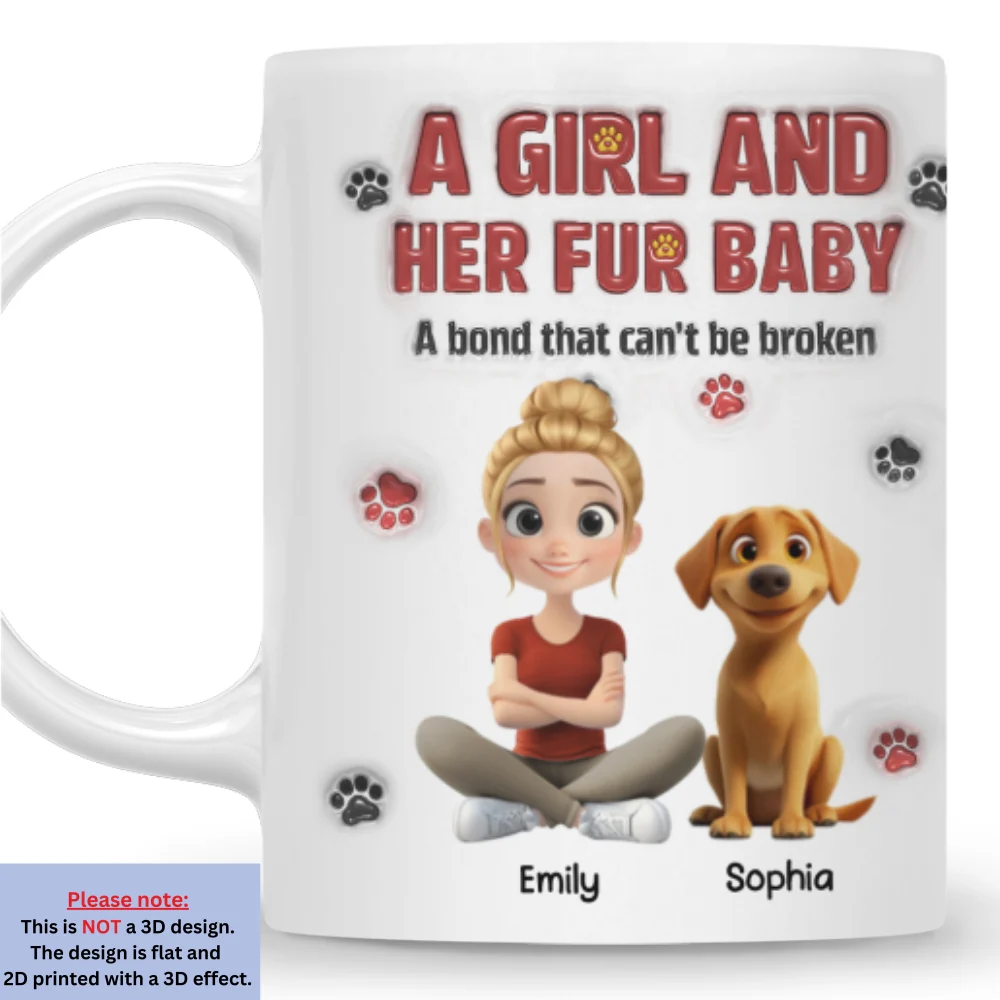 A Girl And Her Fur Babies Version 2 - Personalized Custom 3D Inflated Effect Mug - Image 7