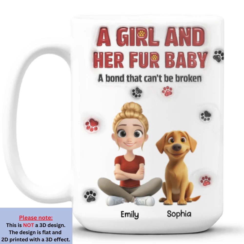 A Girl And Her Fur Babies Version 2 - Personalized Custom 3D Inflated Effect Mug - Image 8