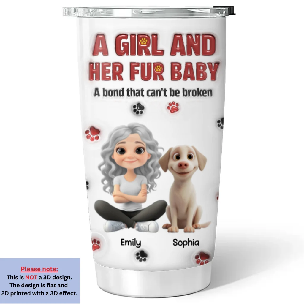 A Girl And Her Fur Babies Version 2 - Personalized Custom 3D Inflated Effect Tumbler - Image 6