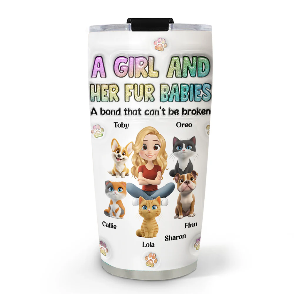 A Girl And Her Fur Baby - Personalized Custom 3D Inflated Effect Tumbler