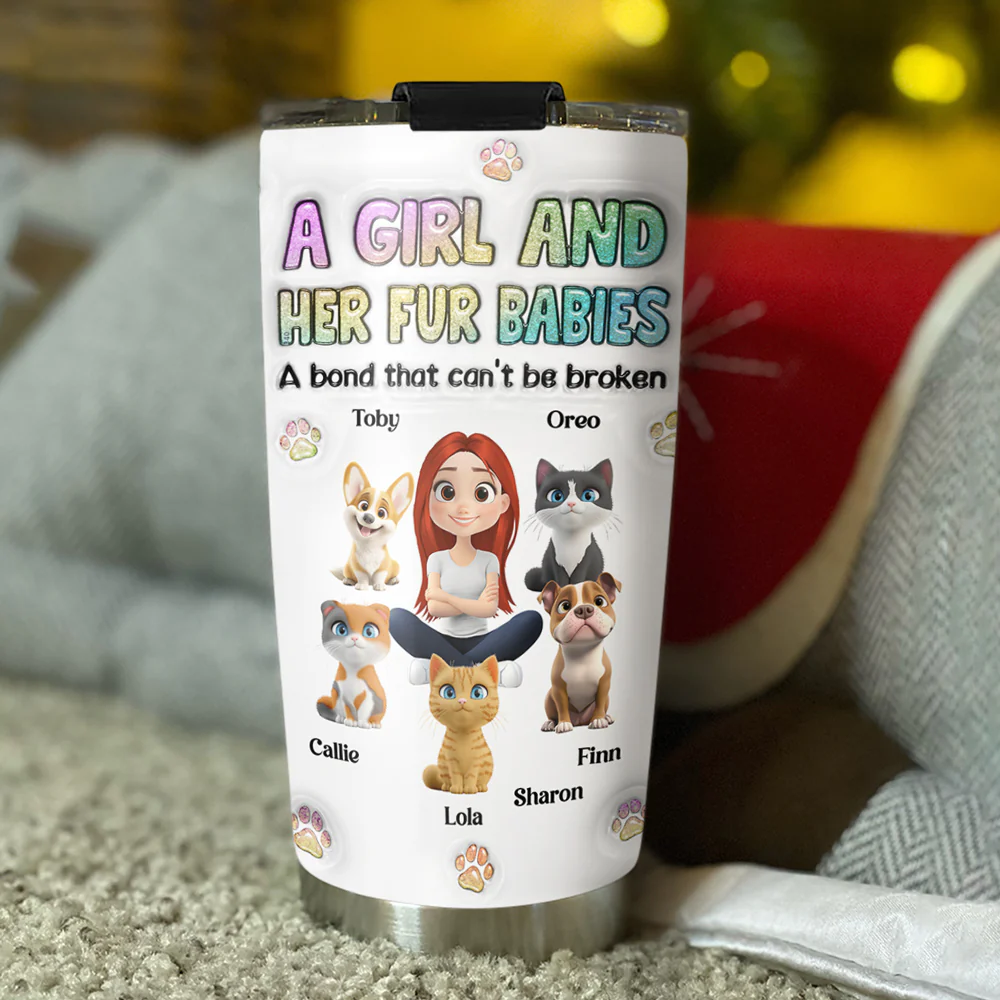 A Girl And Her Fur Baby - Personalized Custom 3D Inflated Effect Tumbler - Image 2
