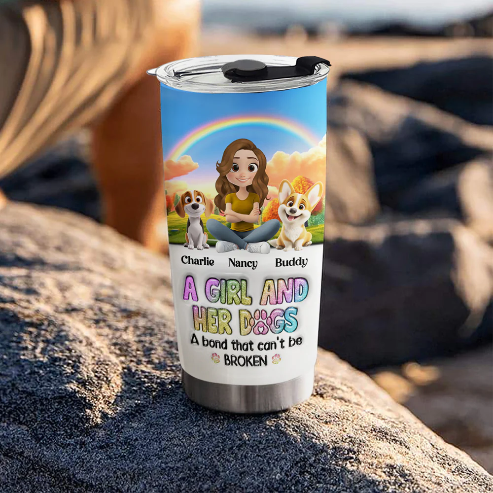 A Girl And Her Lovely Dog - Personalized Custom 3D Inflated Effect Tumbler - Image 3