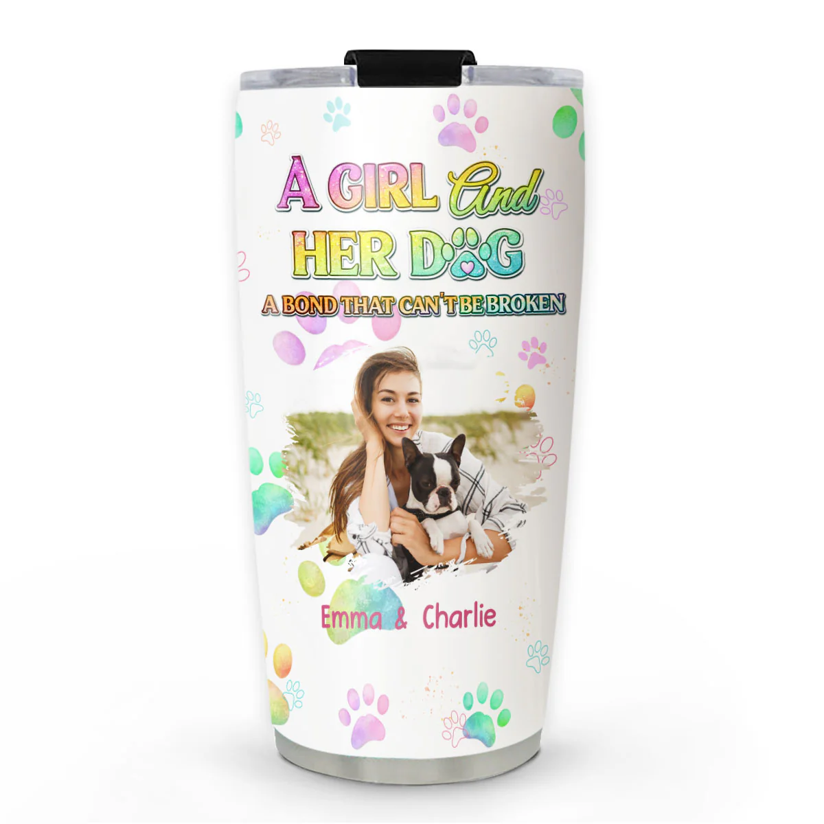 A Girl And Her Lovely Dog Photo - Personalized Custom Tumbler