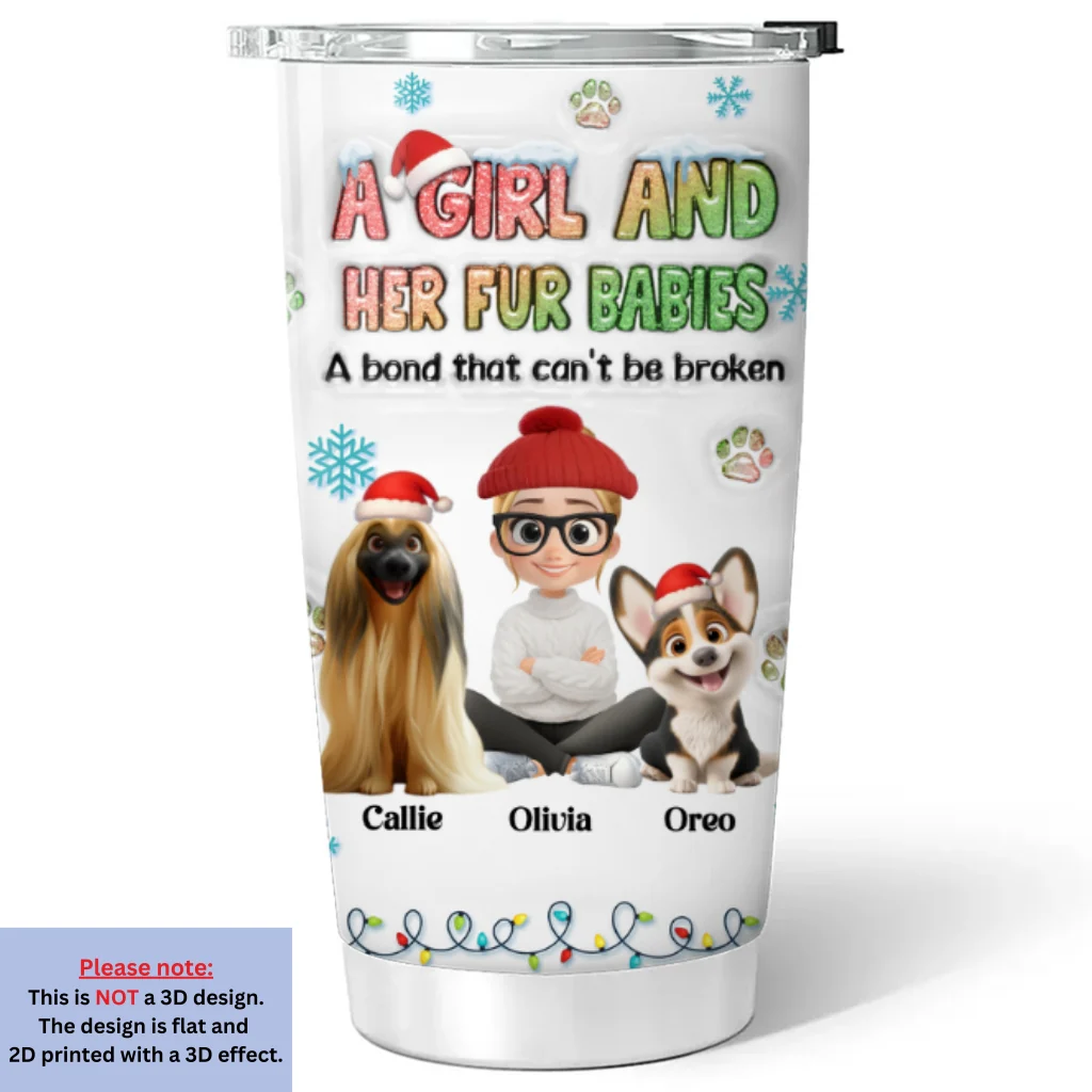 A Girl And Her Lovely Fur Baby Christmas - Personalized Custom 3D Inflated Effect Tumbler - Image 6