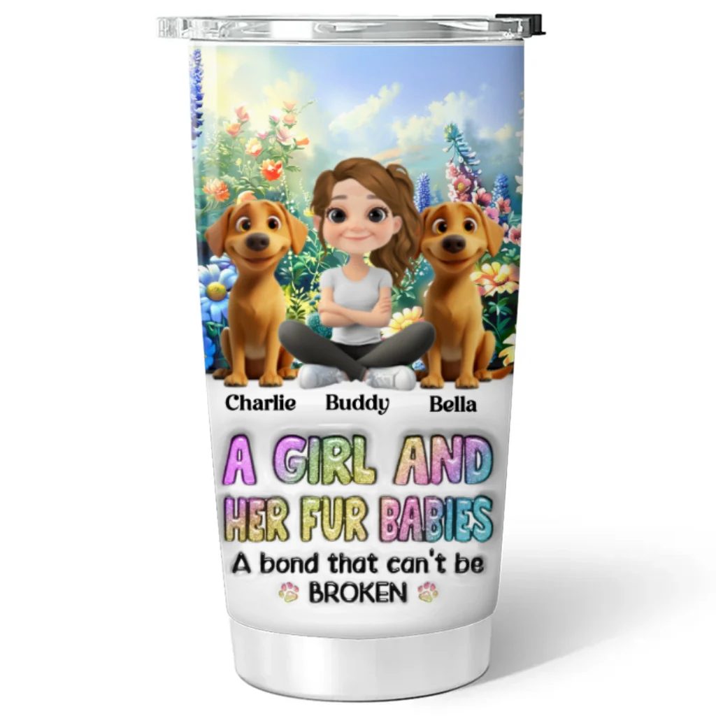 A Girl And Her Lovely Fur Baby - Personalized Custom 3D Inflated Effect Tumbler - Image 8