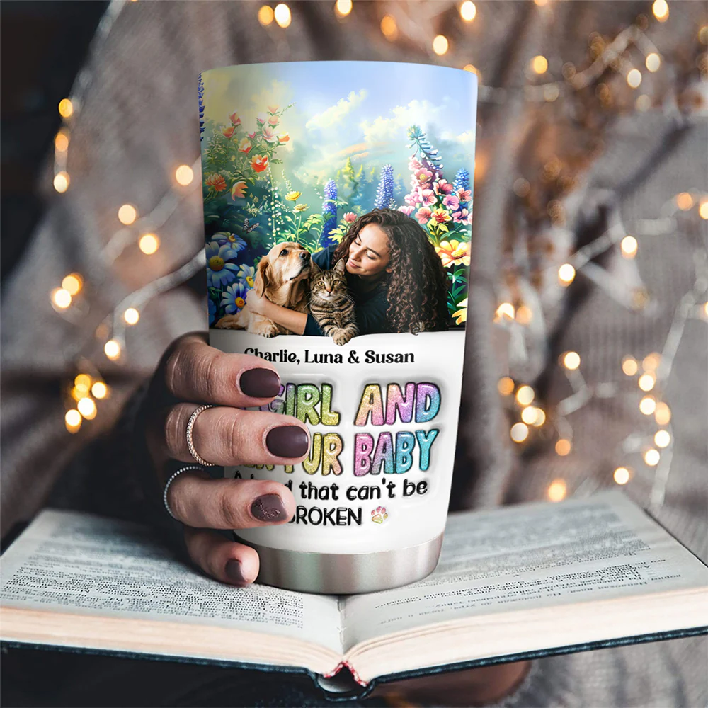 A Girl And Her Lovely Fur Baby Photo - Personalized Custom 3D Inflated Effect Tumbler - Image 4