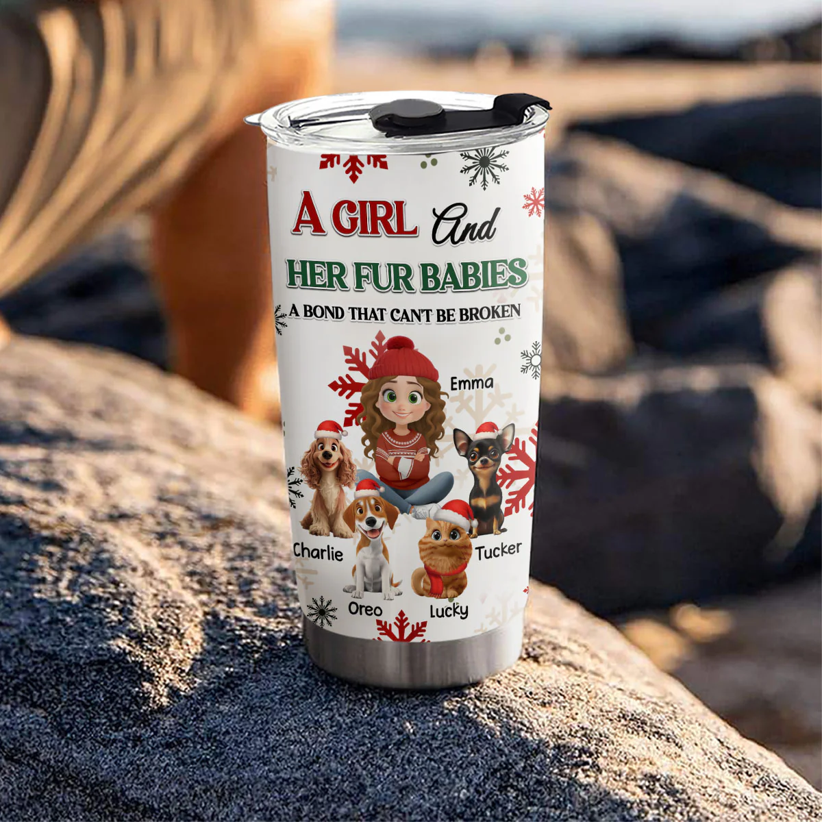 A Girl And Her Pet Love Christmas - Personalized Custom Tumbler - Image 3