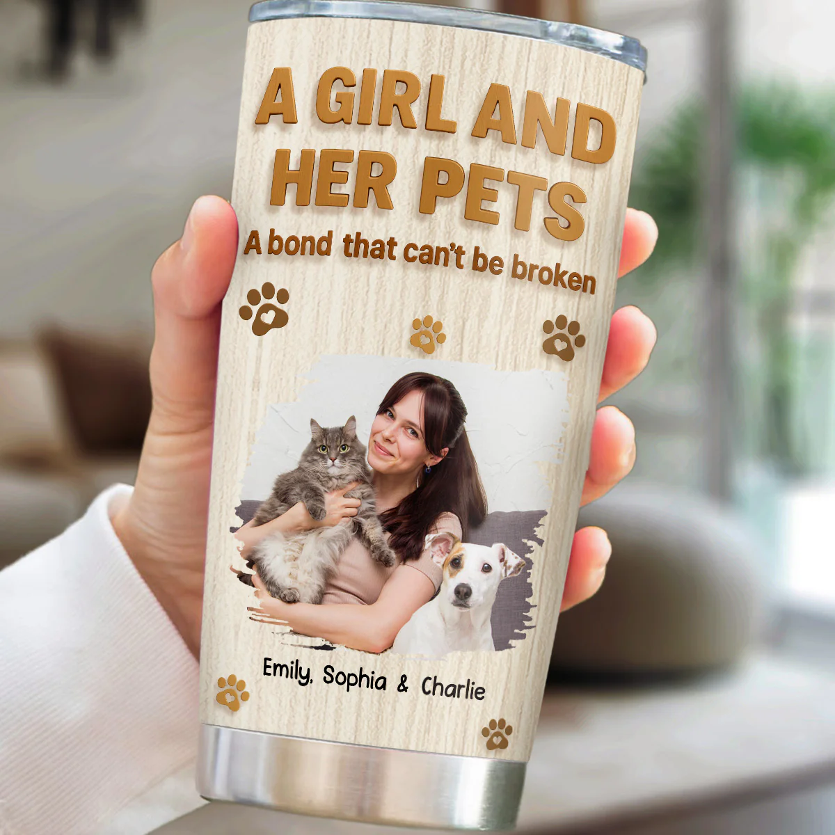 A Girl And Her Pet Snowball Photo - Personalized Custom Tumbler - Image 2