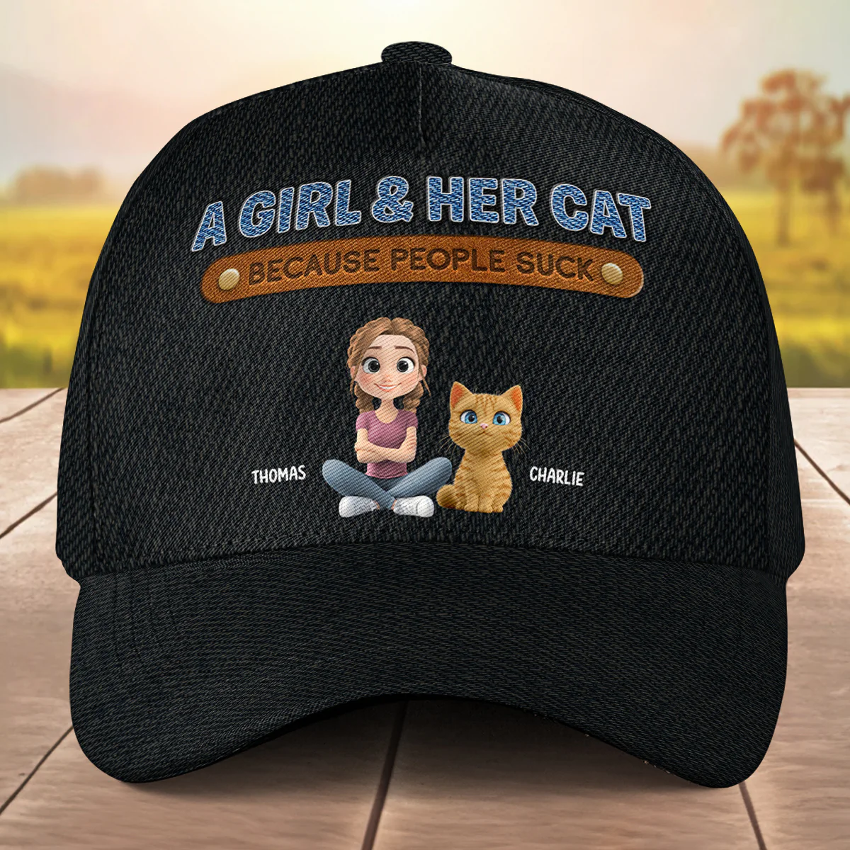 A Lady And Her Cat - Personalized Custom Classic Cap