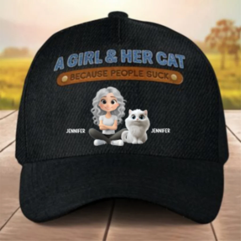 A Lady And Her Cat - Personalized Custom Classic Cap - Image 6