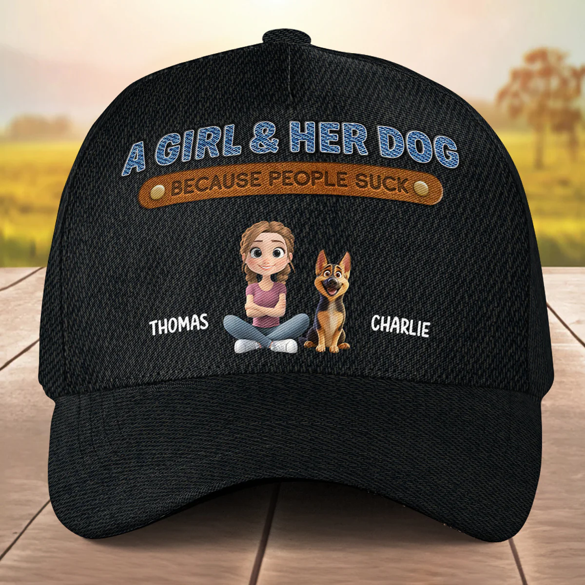 A Lady And Her Dog - Personalized Custom Classic Cap