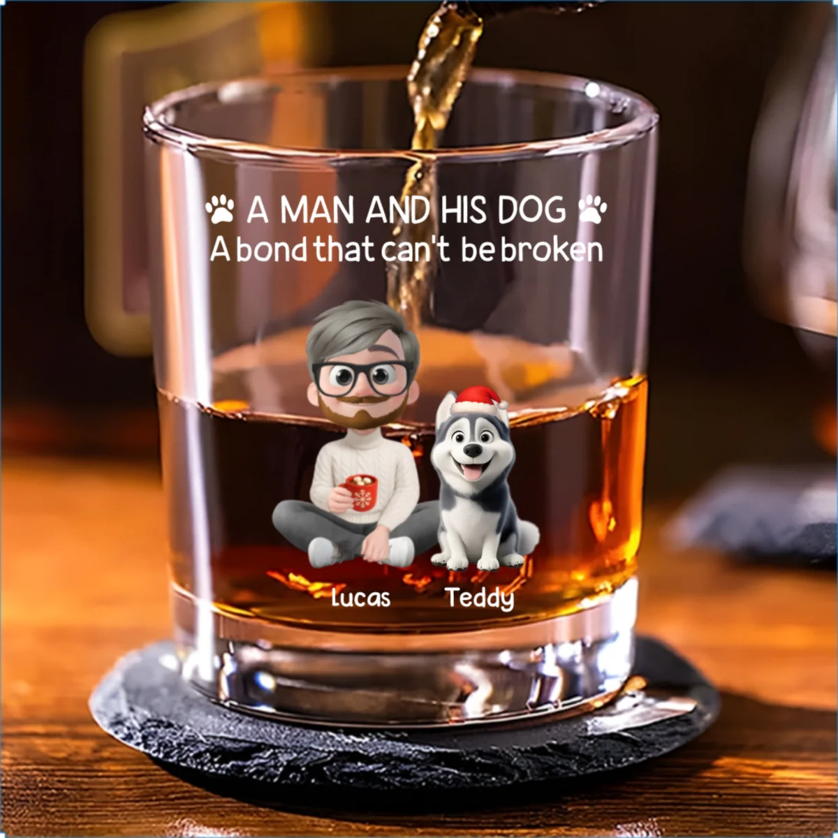 A Man And His Dog Christmas - Personalized Custom Whiskey Glass - Image 6