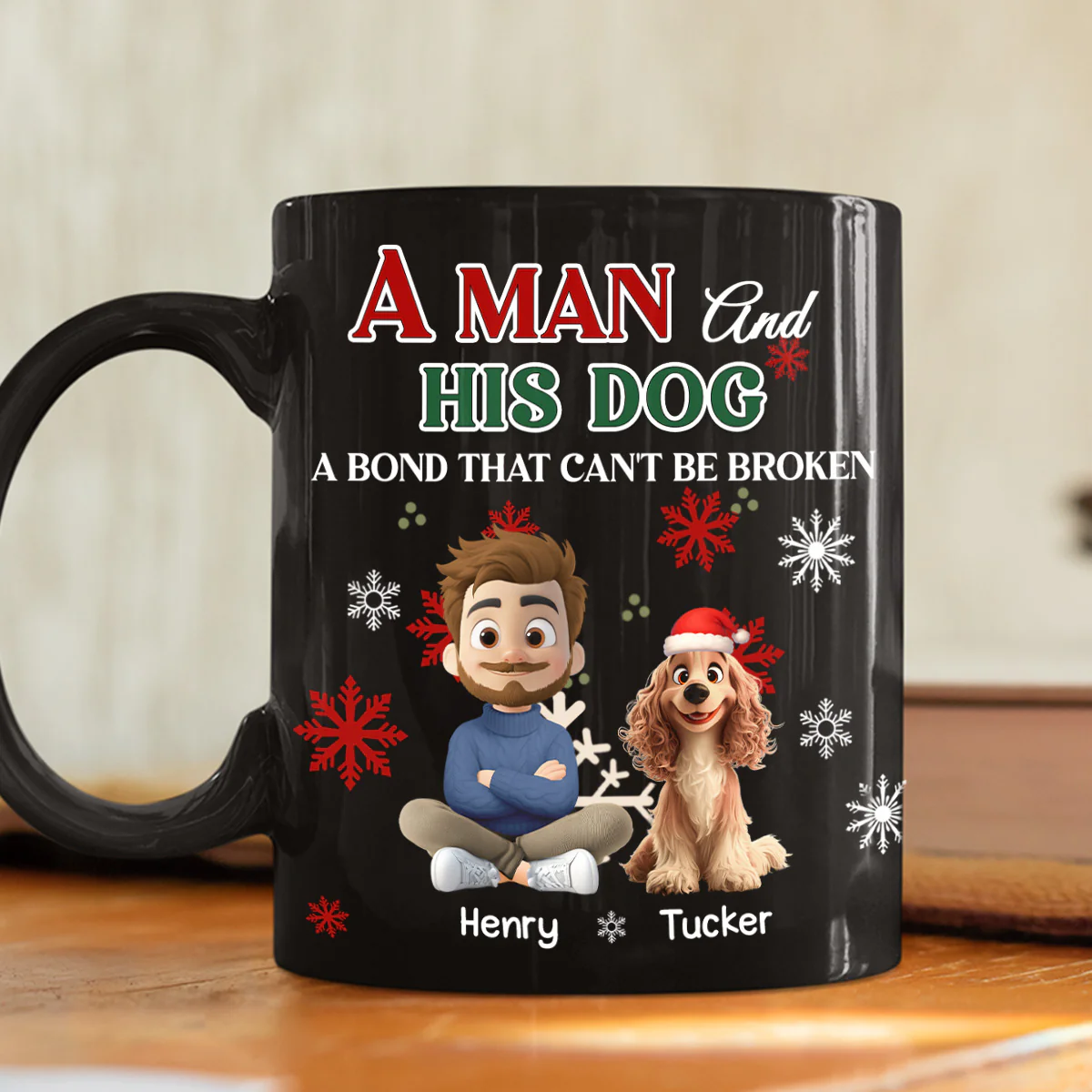 A Man And His Dog Love Christmas - Personalized Custom Coffee Mug