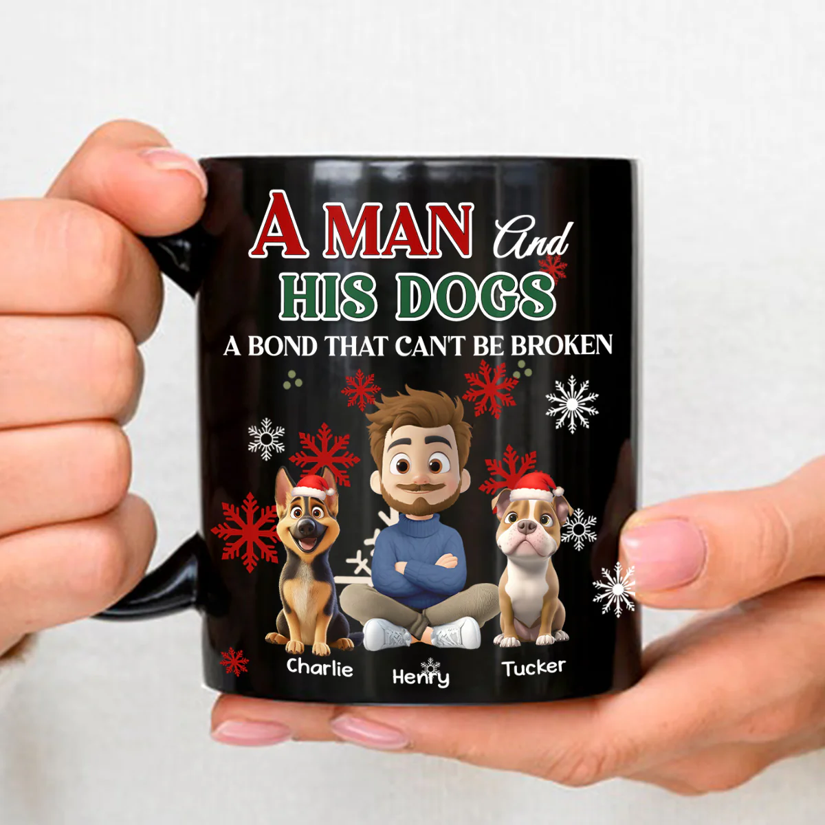 A Man And His Dog Love Christmas - Personalized Custom Coffee Mug - Image 2