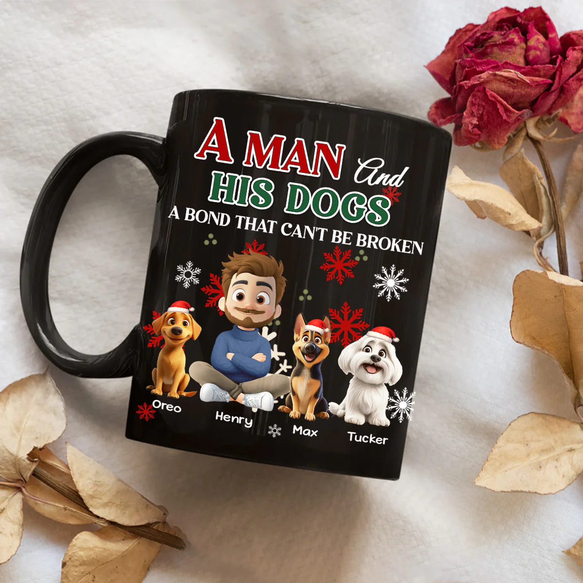 A Man And His Dog Love Christmas - Personalized Custom Coffee Mug - Image 3