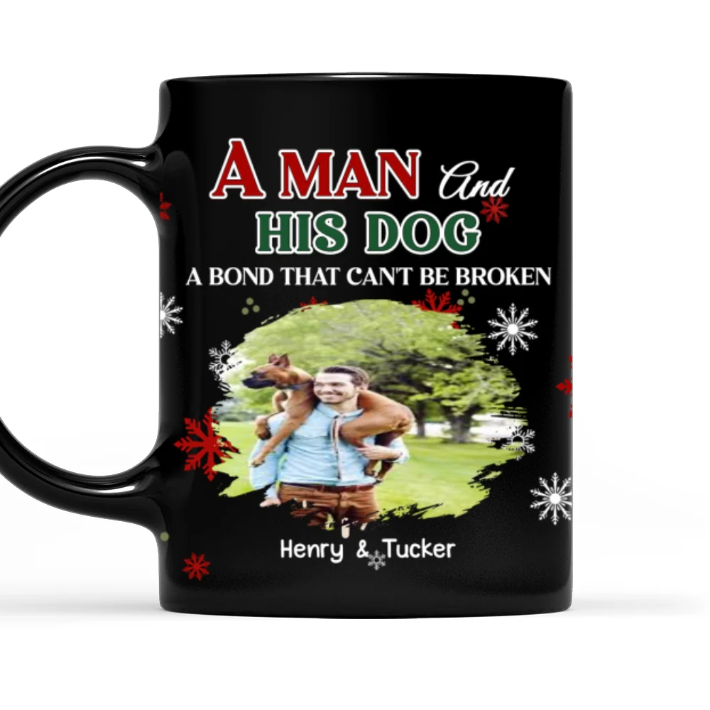 A Man And His Dog Love Christmas Photo - Personalized Custom Coffee Mug - Image 6