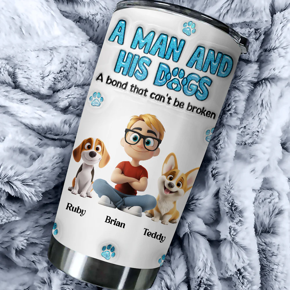 A Man And His Dog - Personalized Custom 3D Inflated Effect Tumbler - Image 5