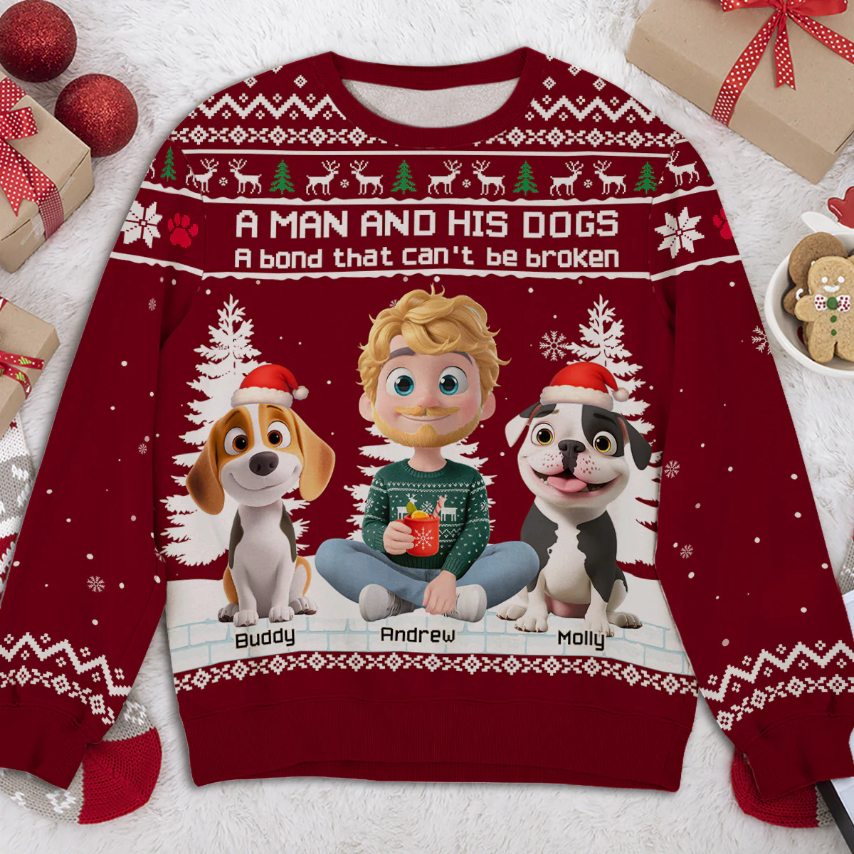 A Man And His Dog - Personalized Custom All-Over-Print Sweatshirt - Image 2