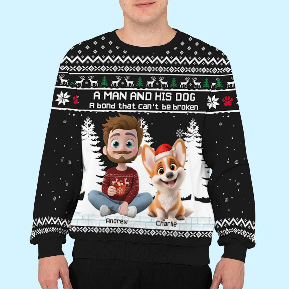 A Man And His Dog - Personalized Custom All-Over-Print Sweatshirt - Image 5
