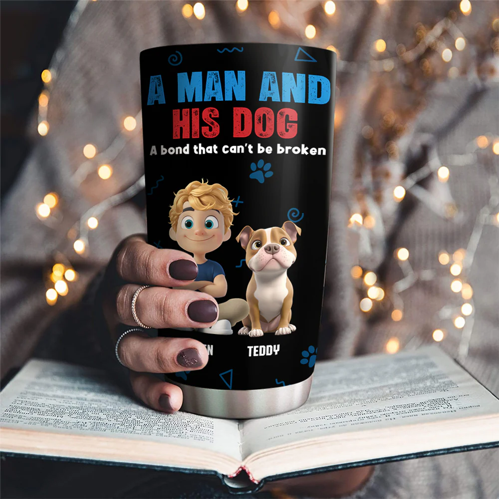 A Man And His Dog - Personalized Custom Tumbler - Image 2