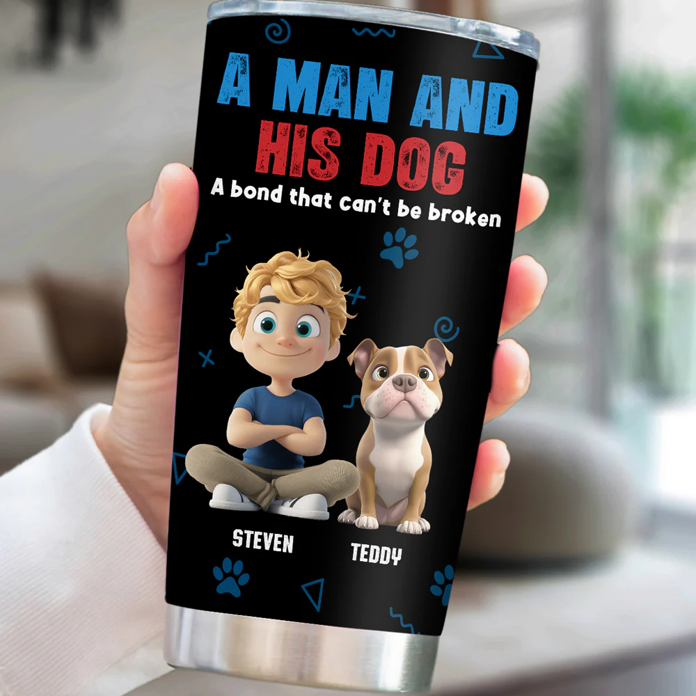 A Man And His Dog - Personalized Custom Tumbler - Image 4