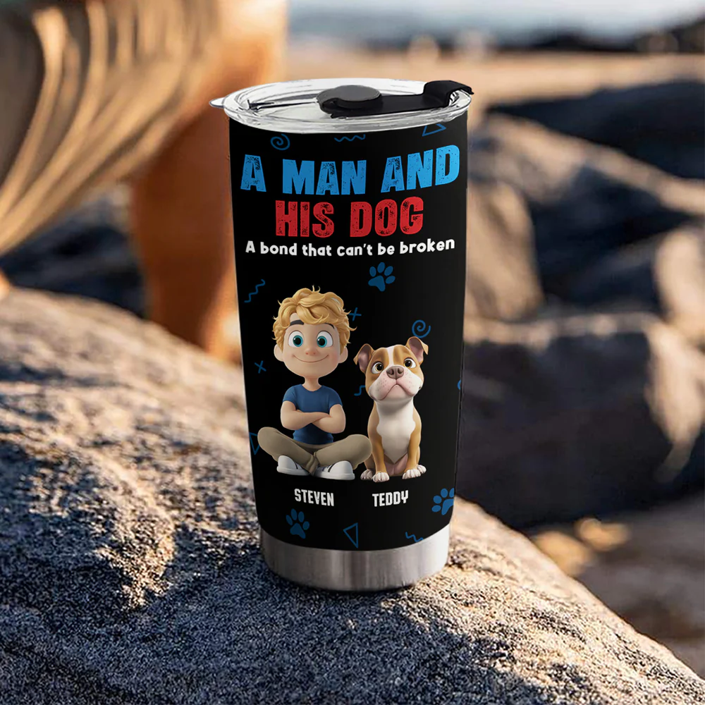 A Man And His Dog - Personalized Custom Tumbler - Image 5