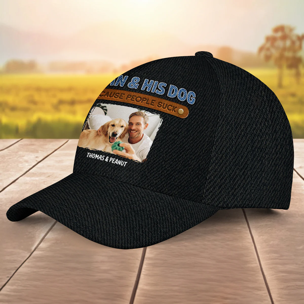 A Man And His Dog Photo - Personalized Custom Classic Cap - Image 3